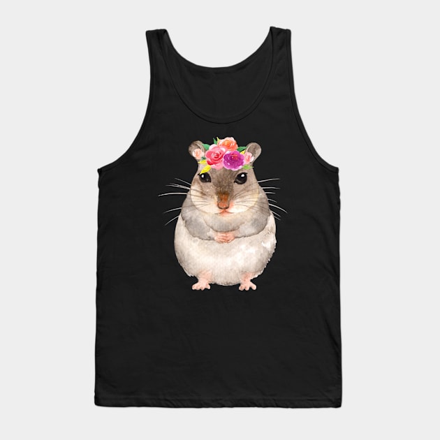 Cute Floral Hamster Lovers Gift Idea Tank Top by MIRgallery